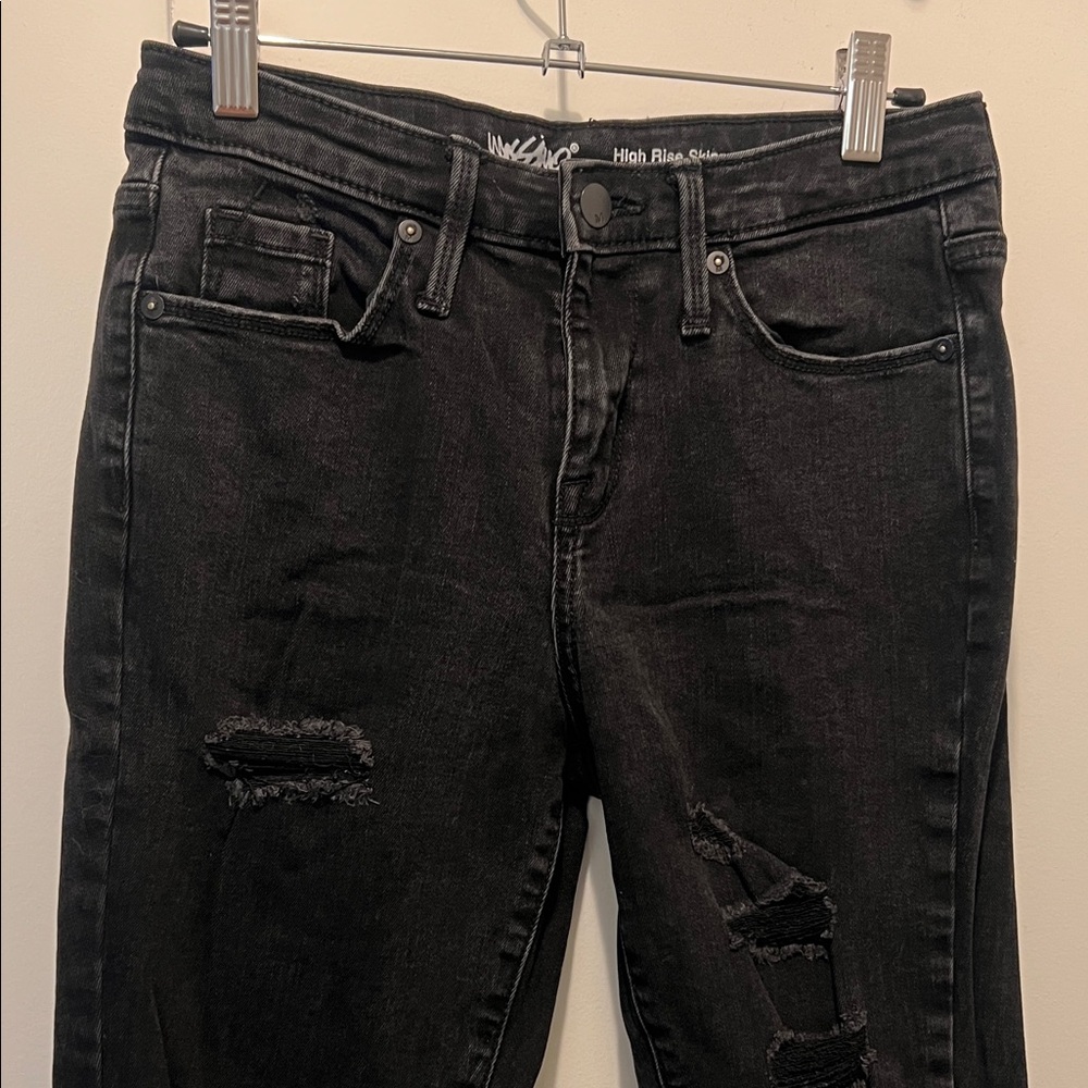 High Rise Distressed Black Jeans